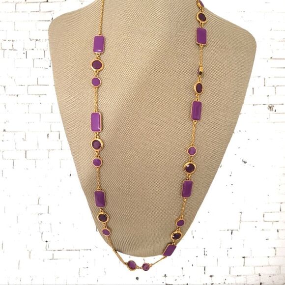 Kate Spade Long Station Scatter Necklace In Purple Enamel Glass - Picture 1 of 6